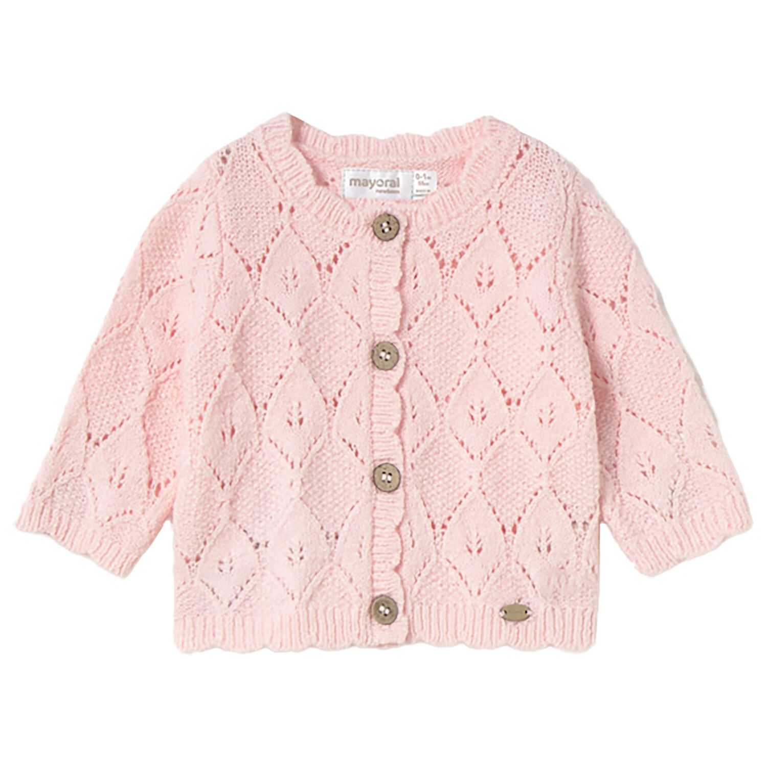 Baby Girls Pink Knitted Cardigan, 1, hi-res image number null