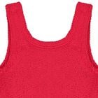 بدلة سباحة من القماش المرن والمجعد باللون الأحمر للبنات, 4, hi-res