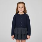 Girls Navy Blue Knitted Cardigan, 4, hi-res