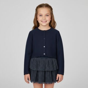 Girls Navy Blue Knitted Cardigan