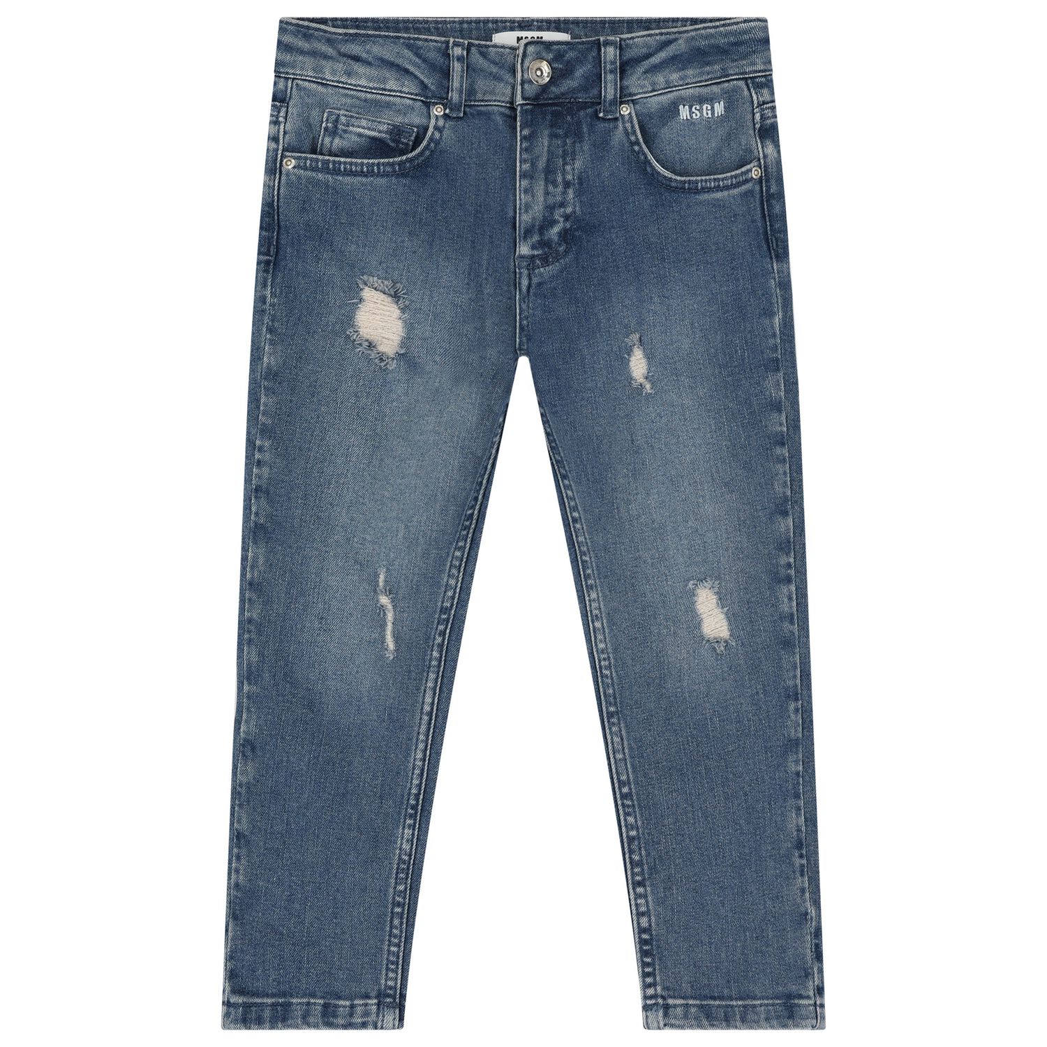 Boys Blue Logo Denim Jeans, 1, hi-res