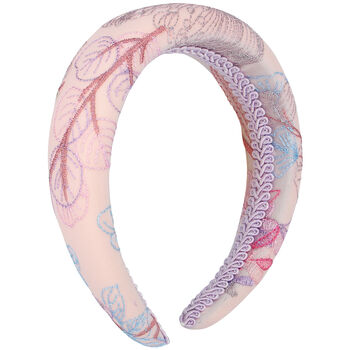 Girls Pink Floral Embroidered Hairband
