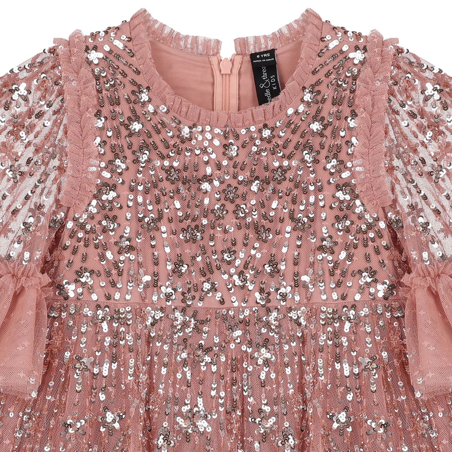 Girls Pink Sequin & Tulle Dress, 1, hi-res image number null