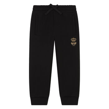 Boys Black Bee & Crown Joggers