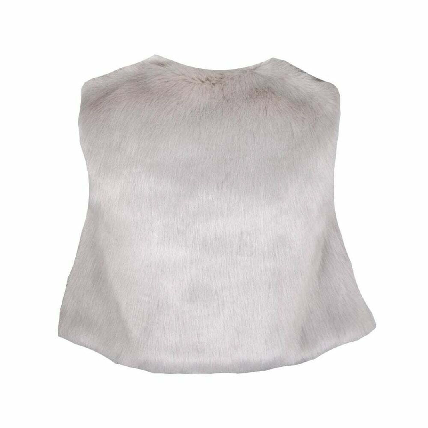 Girls Grey Faux Fur Gilet, 1, hi-res