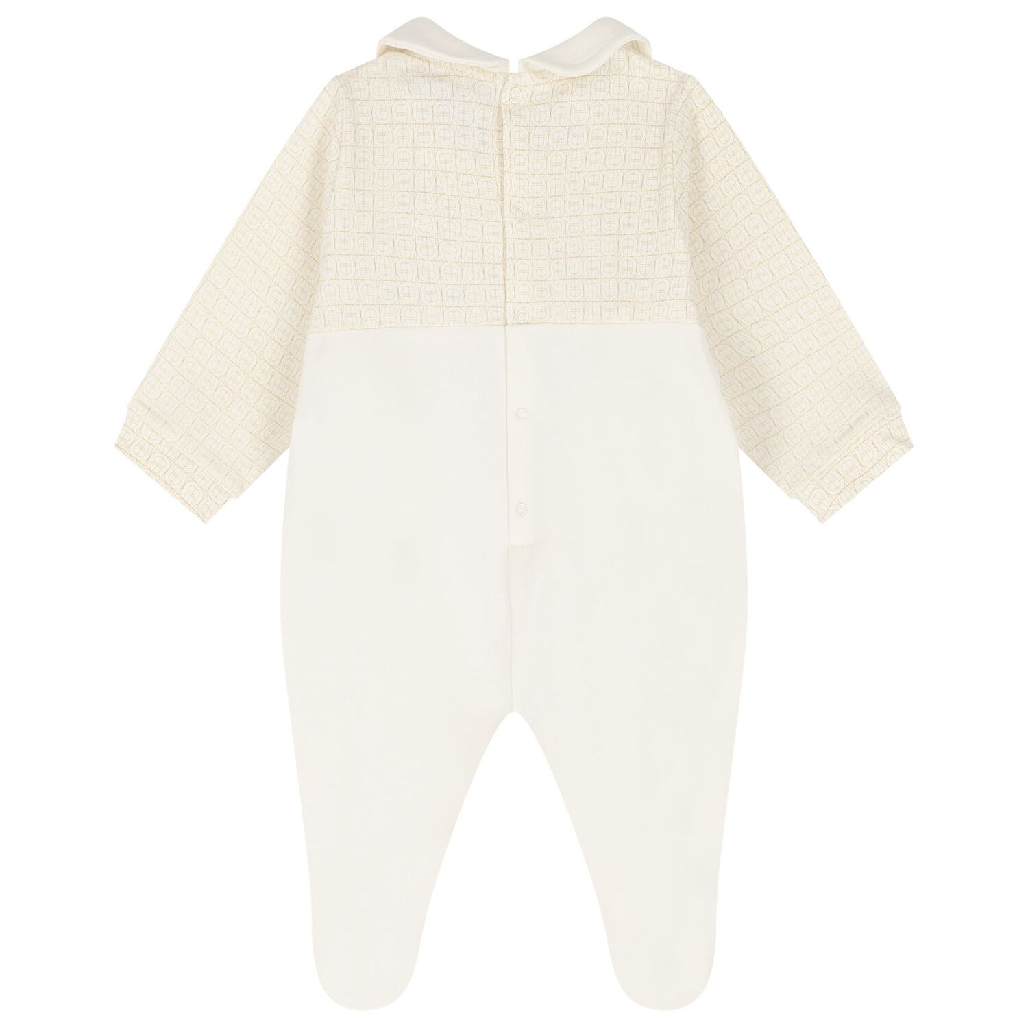 طقم هدايا ملابس أطفال وقبعة بشعار باللون العاجي والذهبي, 1, hi-res