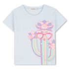 Girls Blue Catcus T-Shirt, 1, hi-res