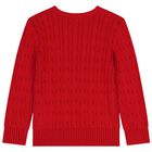 Red Logo Cable Knit Jumper, 1, hi-res