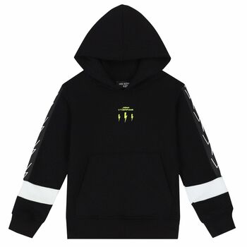 Boys Black Logo Hooded Top