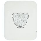 Baby Boys White & Blue Teddy Bear Blanket, 2, hi-res