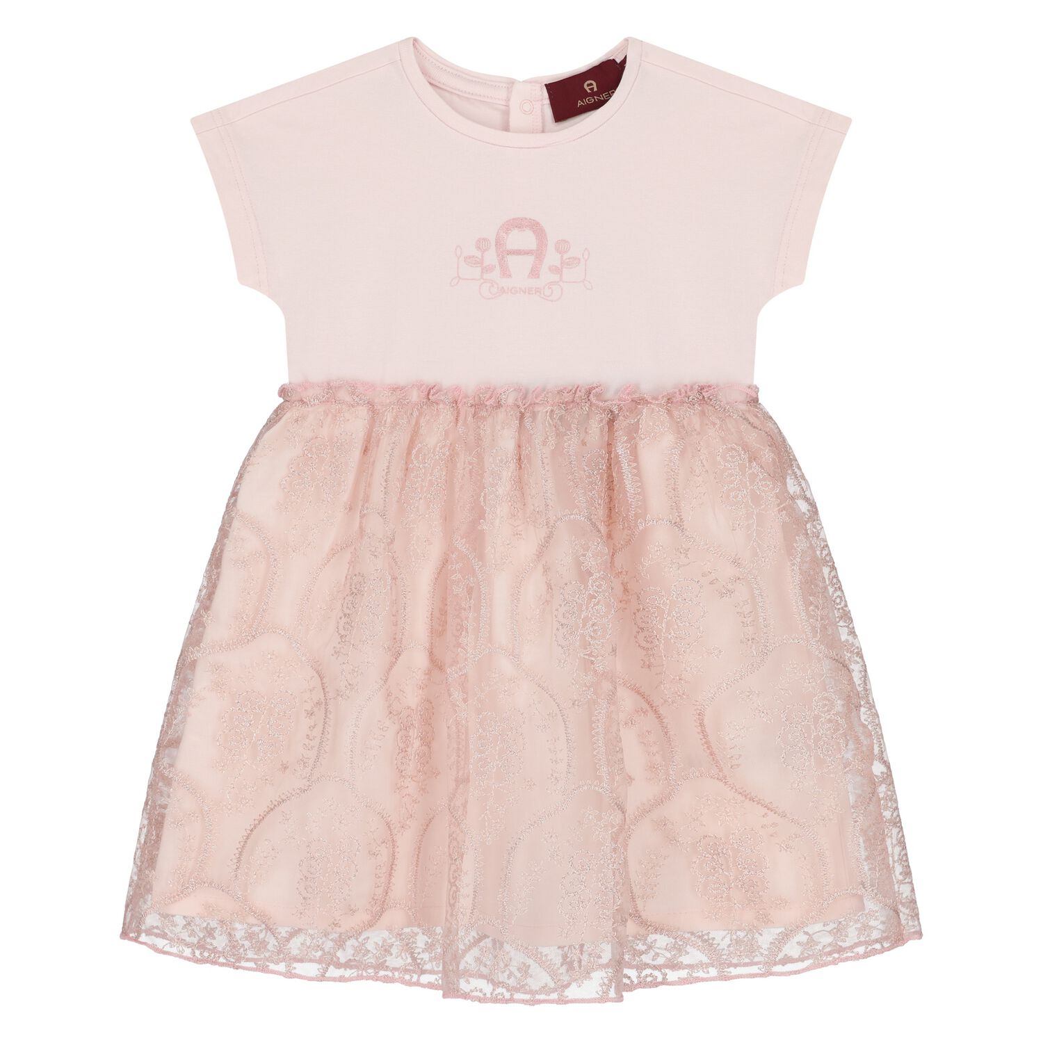 Younger Girls Pink Logo Dress, 2, hi-res