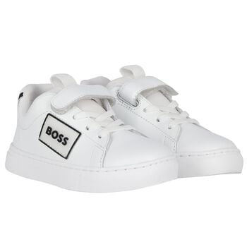 Boys White Leather Trainers