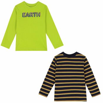 Boys Green & Navy Long Sleeve Tops ( 2-Pack )