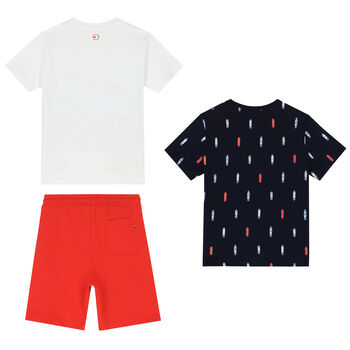 Boys Blue, White & Navy Shorts Set