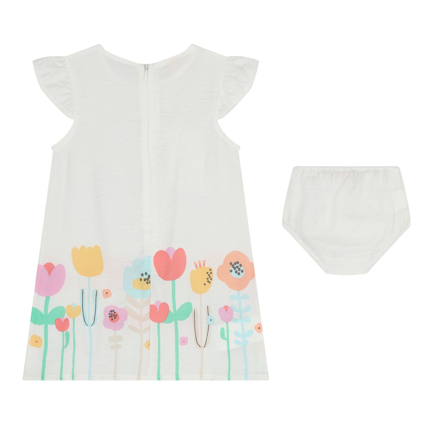 Baby Girls White Floral Dress Set, 1, hi-res