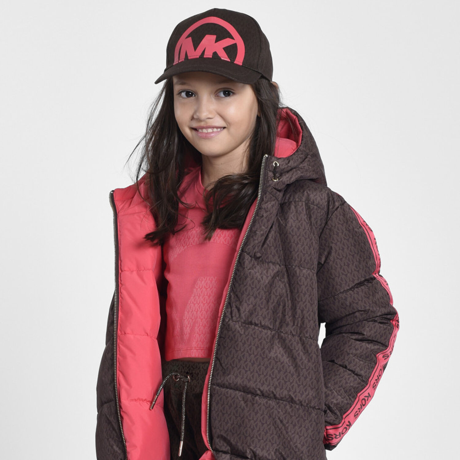 كاب بنات بالشعار باللون البنى, 1, hi-res