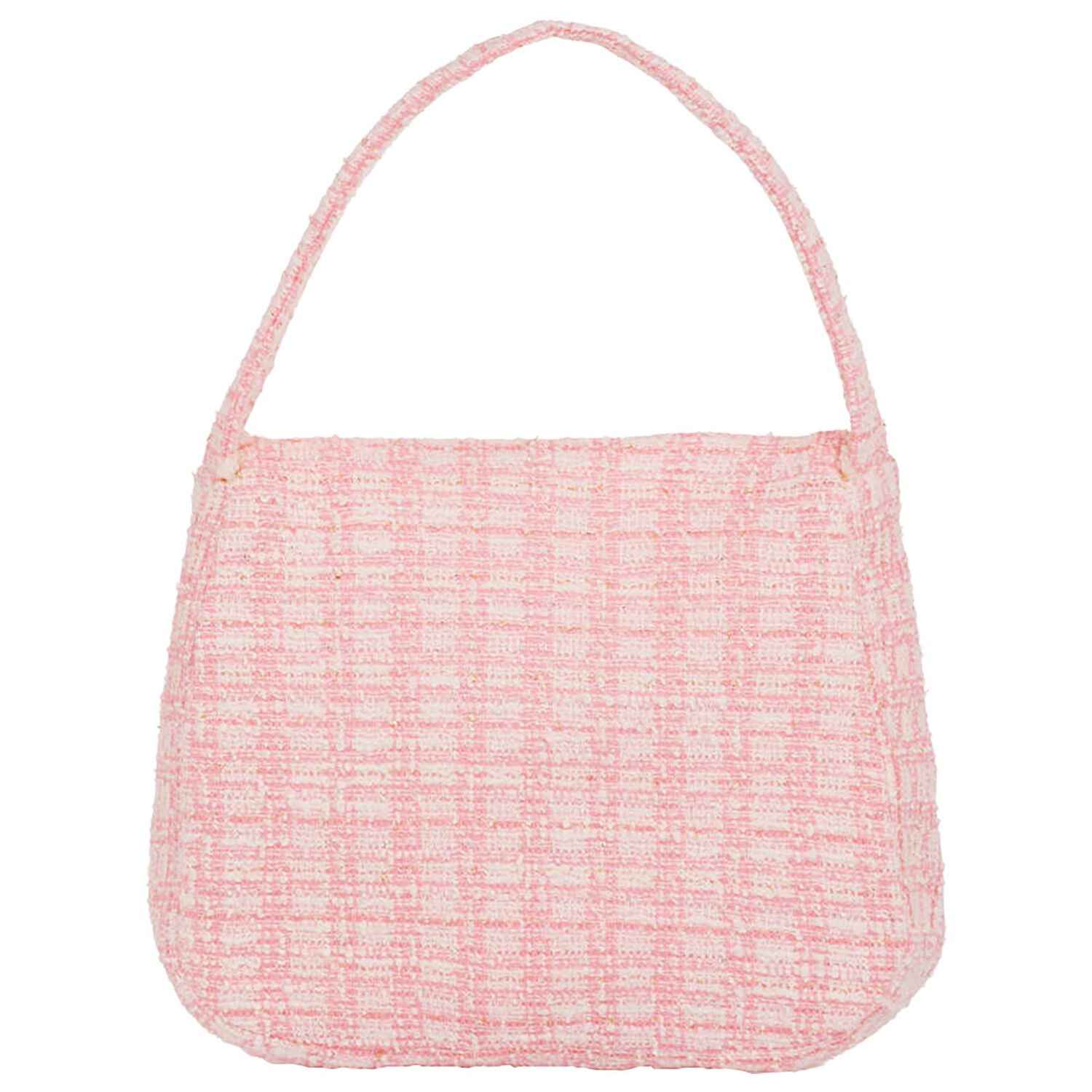 Girls Pink Bow Tweed Handbag, 1, hi-res