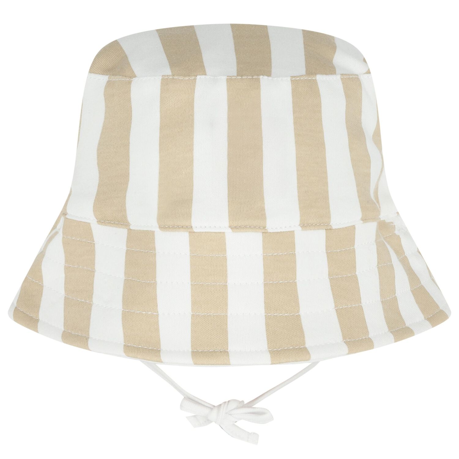 Baby Boys Beige & White Striped Logo Reversible Hat, 2, hi-res