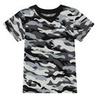Boys Grey Camouflaged Logo T-Shirt, 1, hi-res
