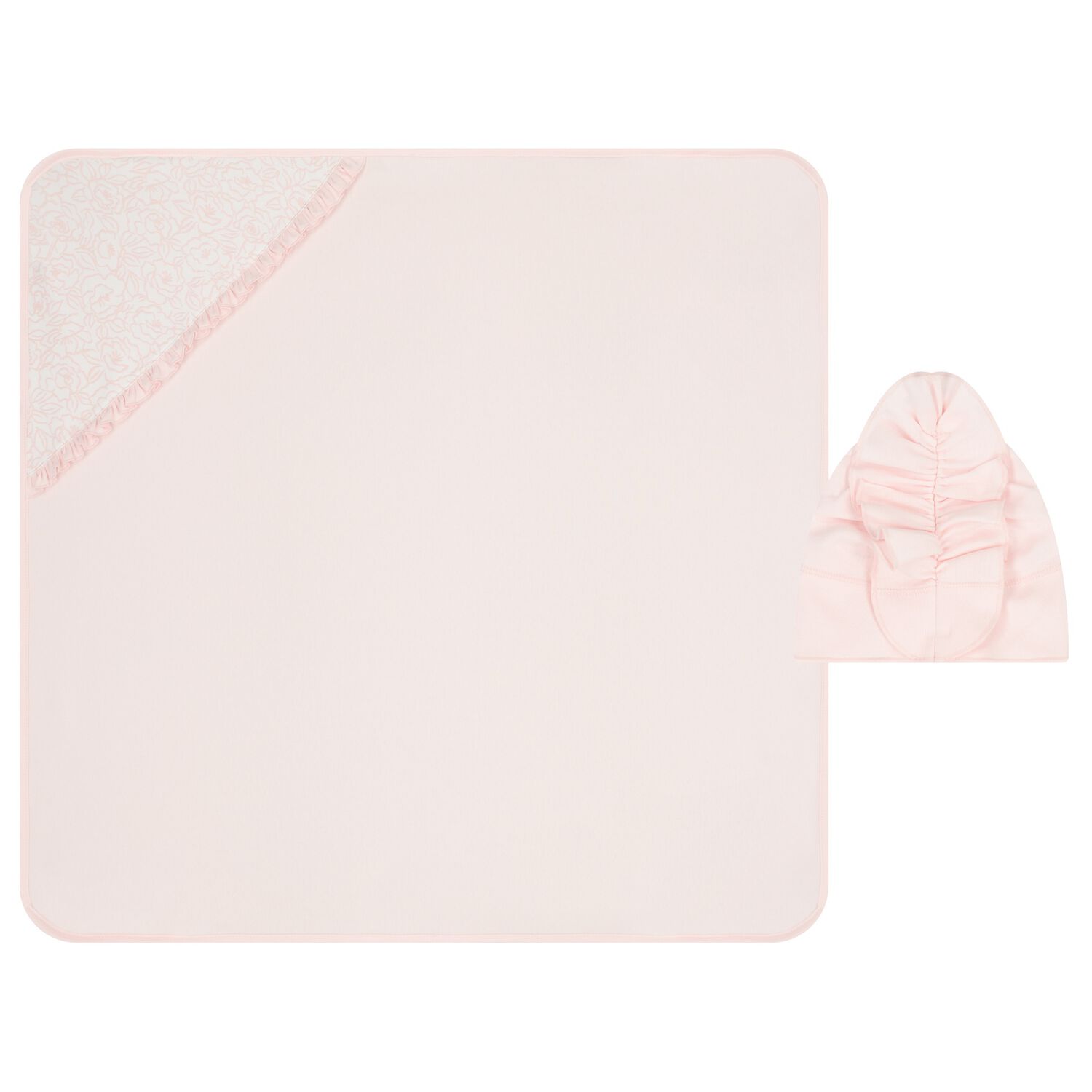 Baby Gilrs Pink Floral Blanket & Hat Set, 1, hi-res image number null