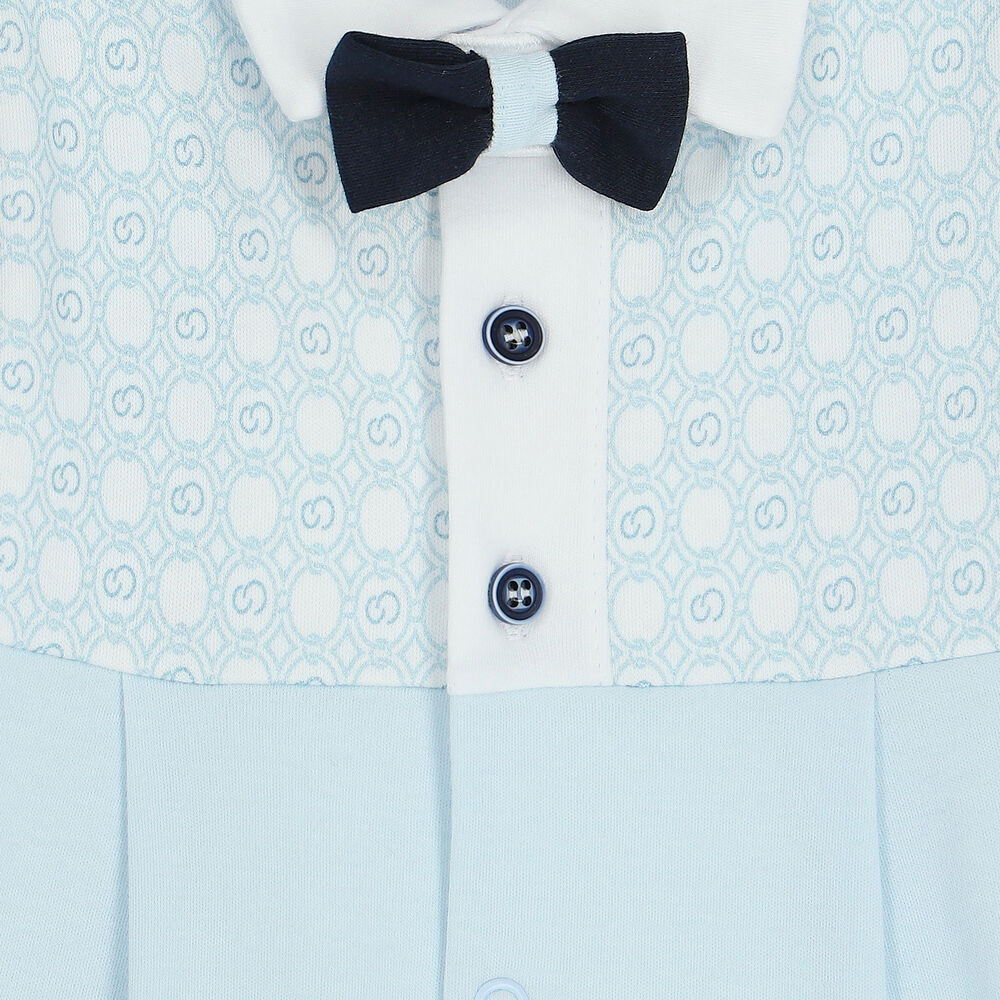 Sofija Baby Boys Blue & White Polo Romper Junior Couture UAE