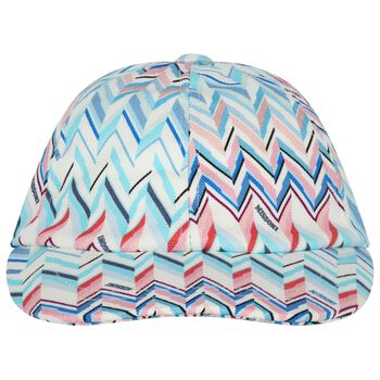 Girls White & Blue Zig Zag Cap