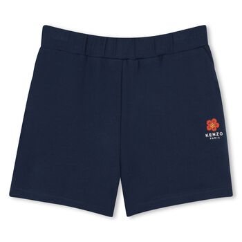 Girls Navy Blue Boke Flower Shorts