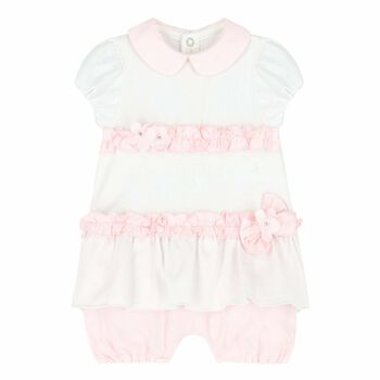 Baby Girls White & Pink Romper