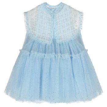 Girls Blue Embellished Tulle Dress