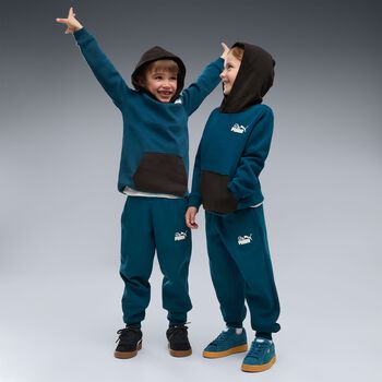 Boys Black & Blue Logo Hooded Top