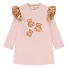 Younger Girls Pink Teddy Bear Dress, 2, hi-res