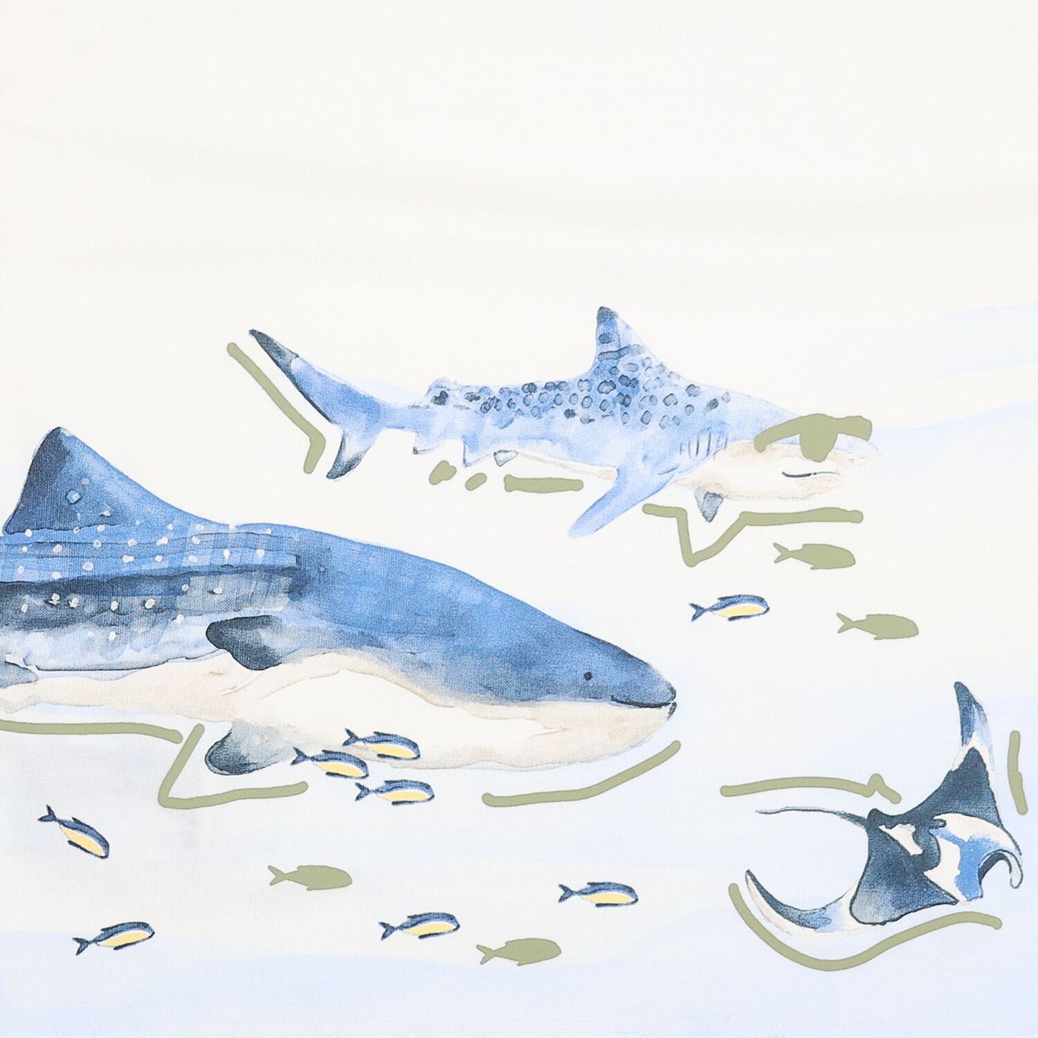 Boys White & Green Shark Shorts Set, 3, hi-res