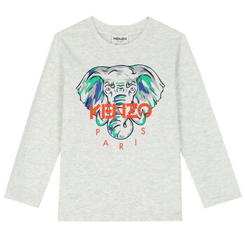 Boys Grey Elephant Logo T-Shirt