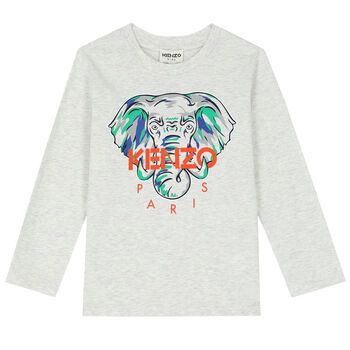 Boys Grey Elephant Logo T-Shirt