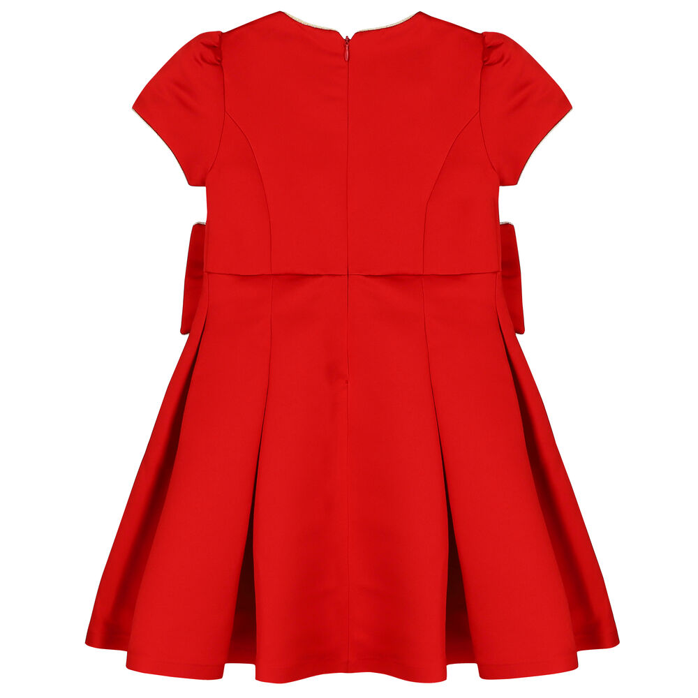 Patachou Girls Red Satin Bow Dress | Junior Couture UAE
