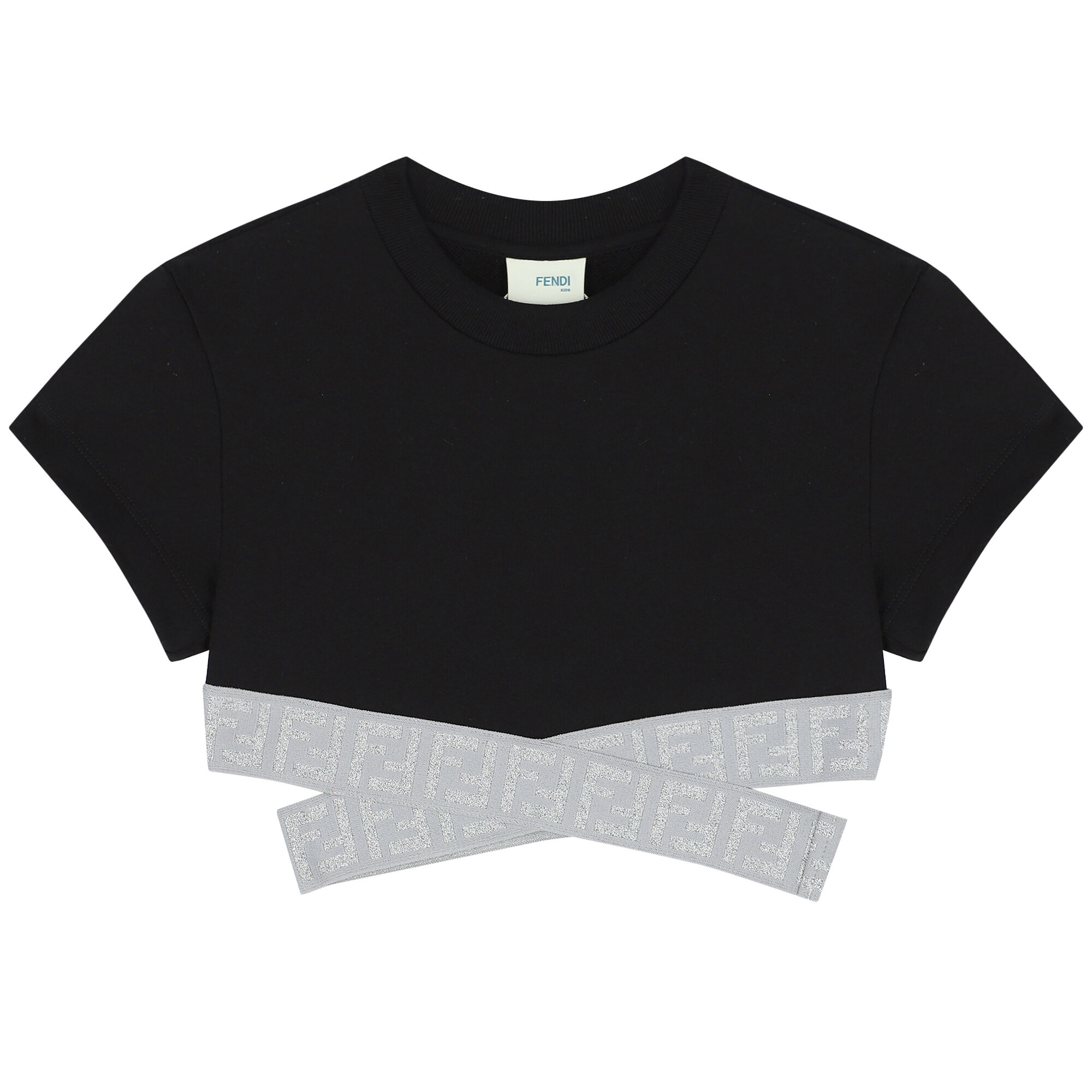 Fendi Girls Black Grey Logo T Shirt Junior Couture UAE