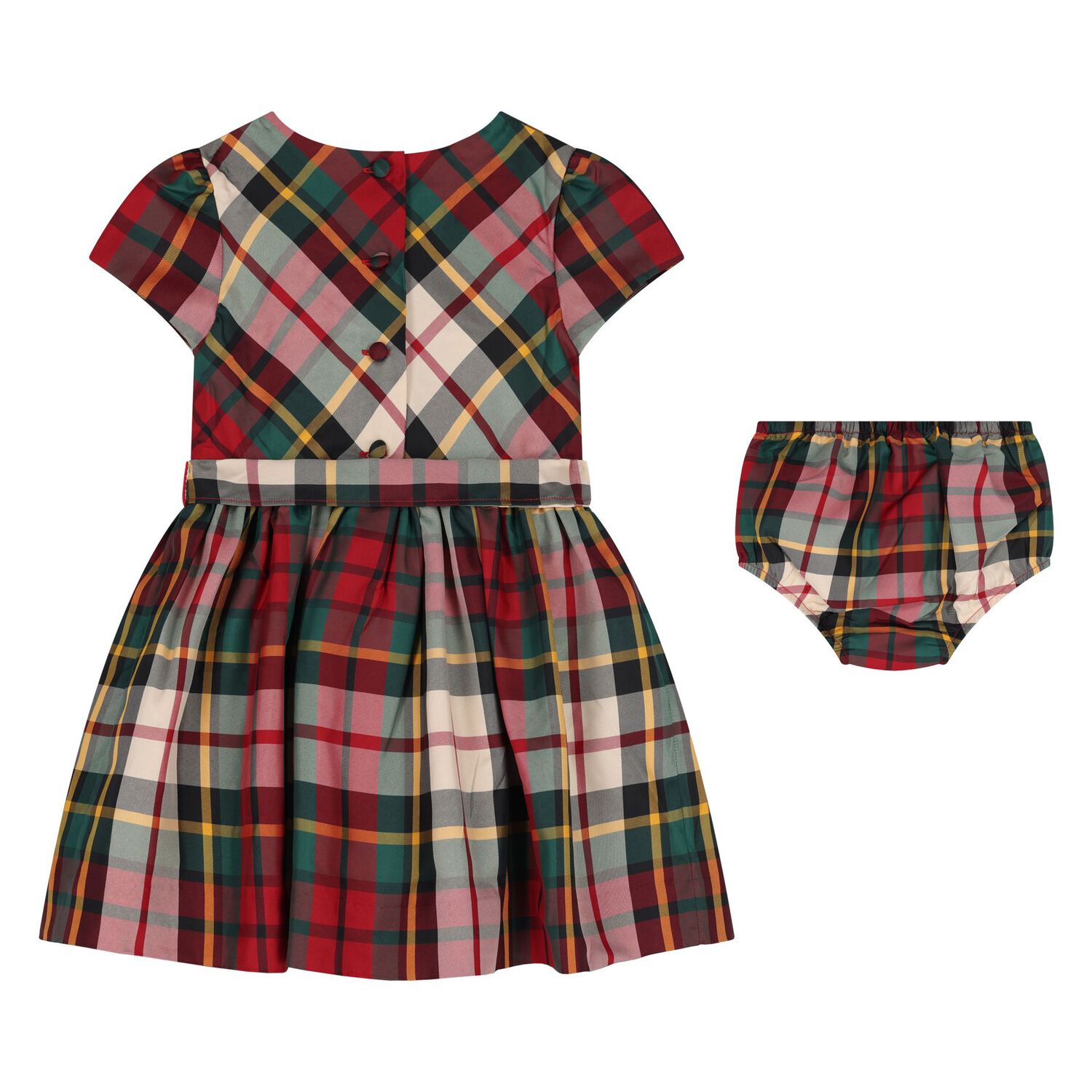 Baby Girls Red & Green Tartan Dress Set, 1, hi-res