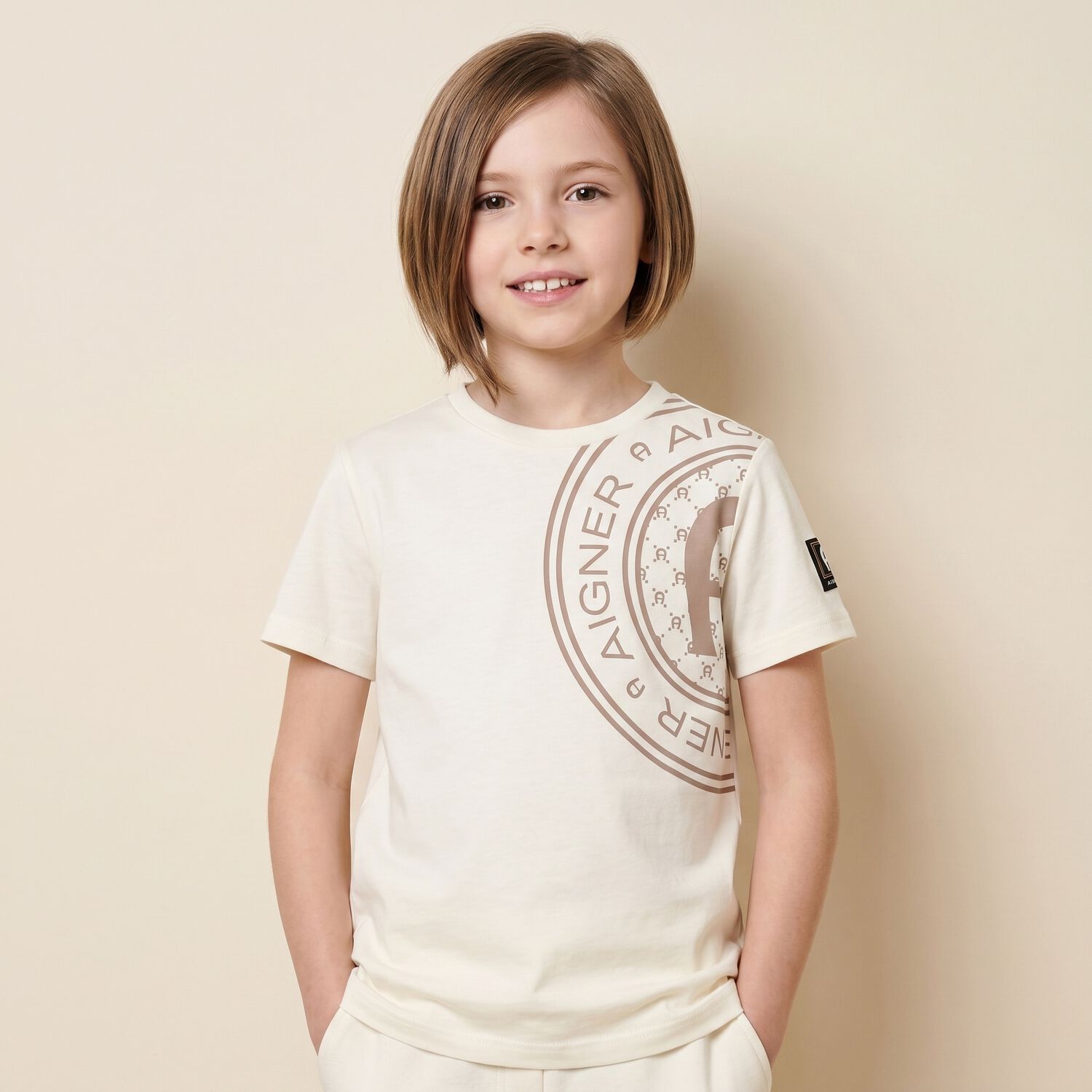 Boys Ivory Logo T-Shirt, 2, hi-res