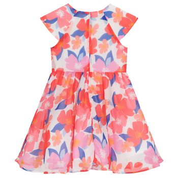 Girls Pink & White Floral Chiffon Dress
