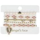 أساور بنات مطرزة باللون الوردي والذهبي (5 قطع), 1, hi-res