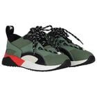 Boys Green Faux Leather Trainers, 1, hi-res