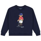 Boys Navy Blue Polo Bear Sweatshirt, 1, hi-res