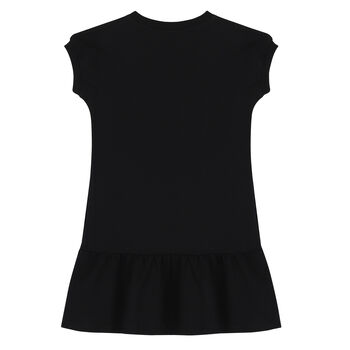 Girls Black Teddy Logo Dress