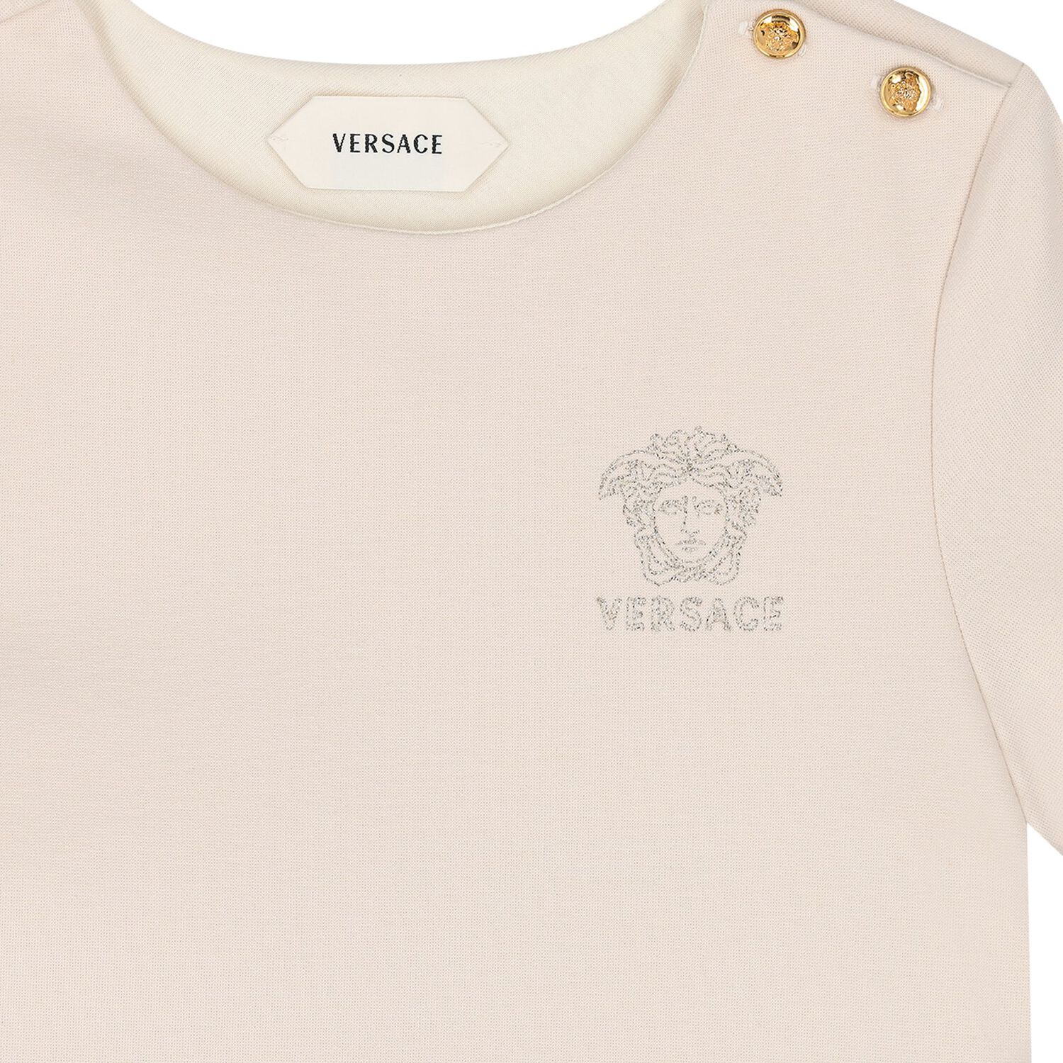 Girls Beige Medusa Logo Dress, 1, hi-res