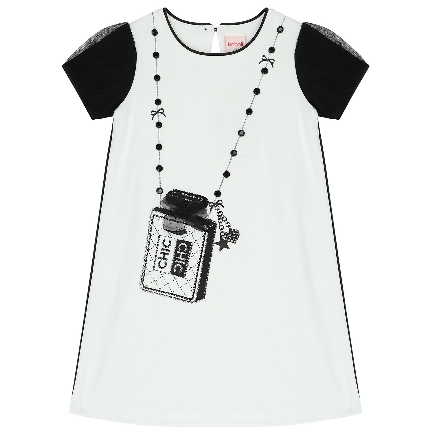 Girls White & Black Bag Dress, 1, hi-res image number null