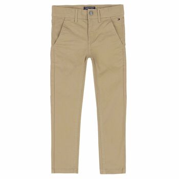 Boys Beige Logo Chinos