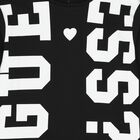 توب بنات بأكمام بالشعار باللون الأسود, 3, hi-res