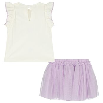Younger Girls Ivory & Lilac Skirt Set
