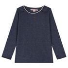 Girls Navy Blue Cherry Long Sleeve top, 1, hi-res