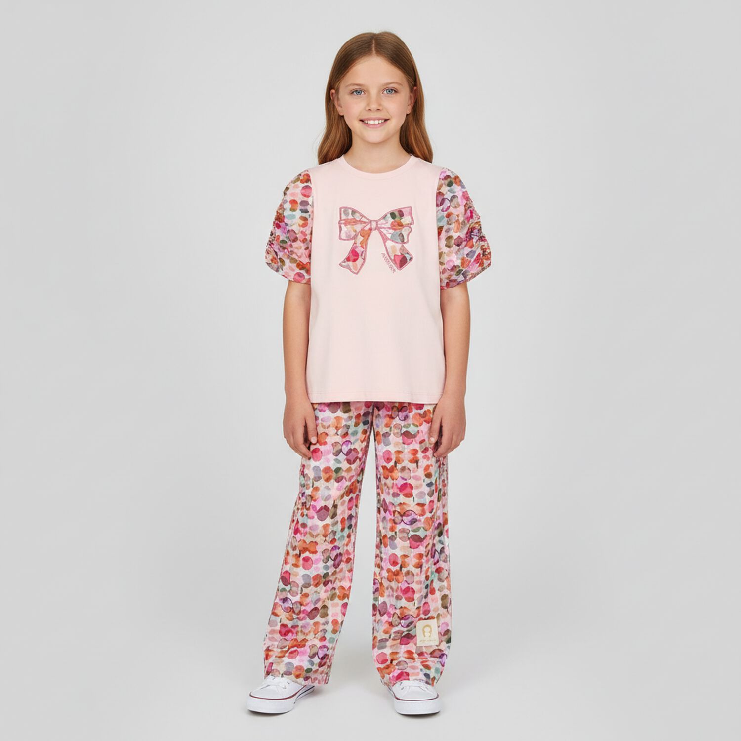 Girls Multi-Coloured Logo Trousers, 1, hi-res